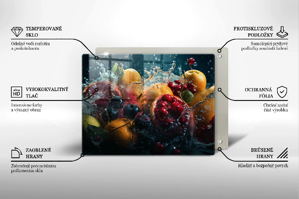 Herdabdeckplatte glas Früchte im Wasser