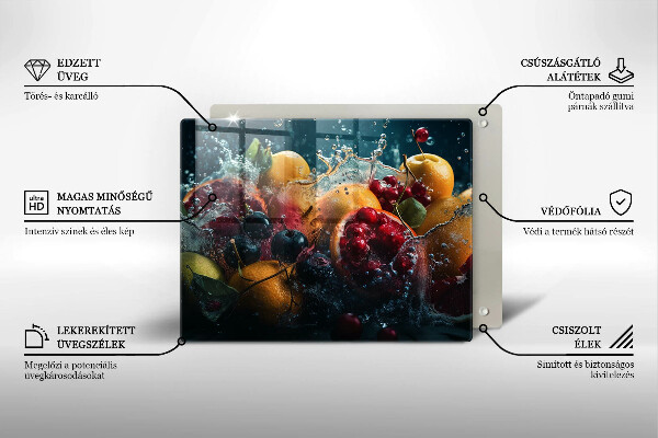 Herdabdeckplatte glas Früchte im Wasser