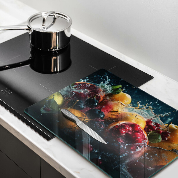 Herdabdeckplatte glas Früchte im Wasser