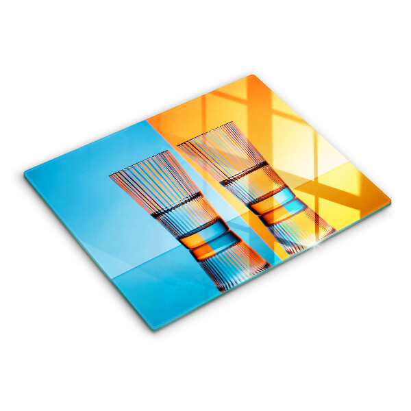 Herdabdeckplatte glas Zwei Gläser Wasser