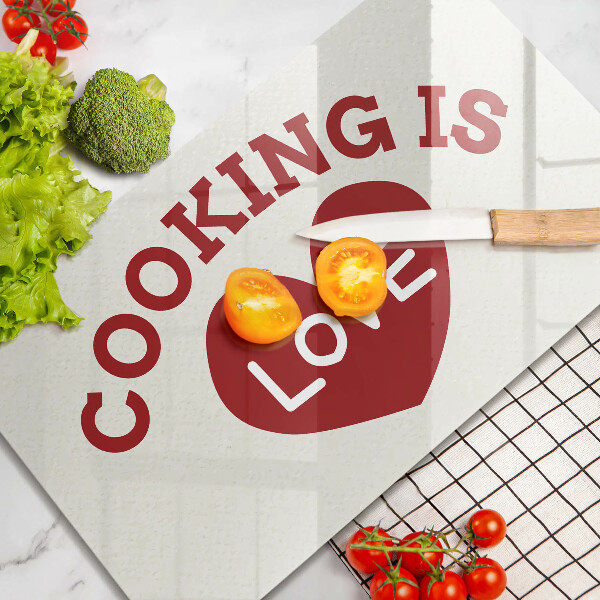 Herdabdeckplatte glas Cooking is love