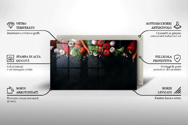 Herdabdeckplatte glas Buntes Gemüse