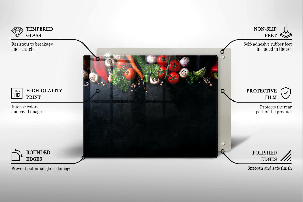 Herdabdeckplatte glas Buntes Gemüse