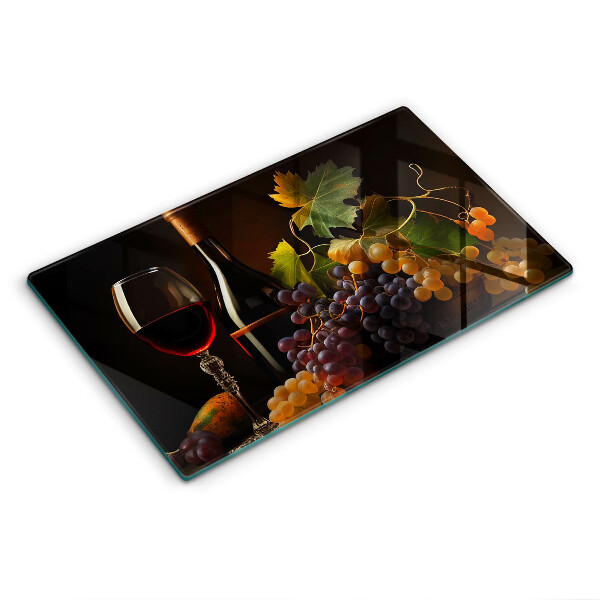 Herdabdeckplatte glas Glas Wein und Trauben