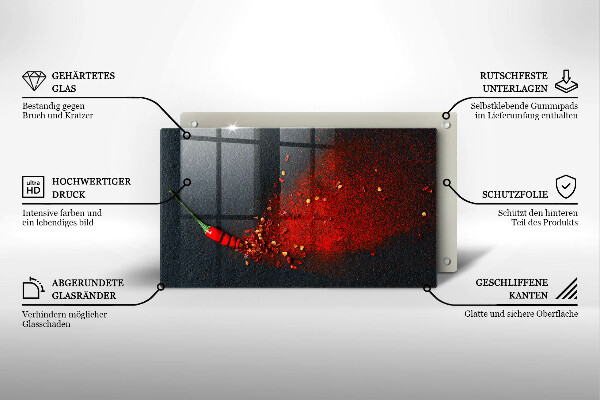 Herdabdeckplatte glas Chilischote