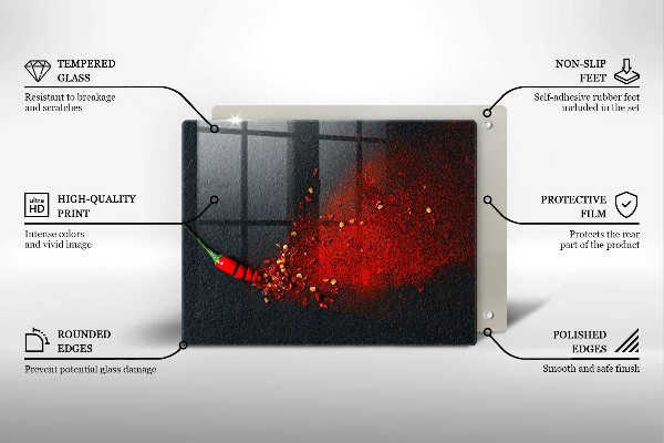 Herdabdeckplatte glas Chilischote
