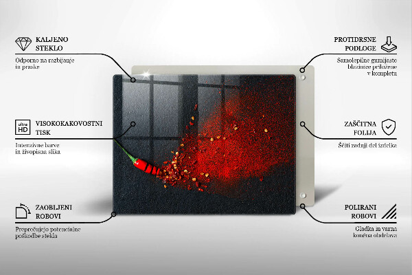 Herdabdeckplatte glas Chilischote