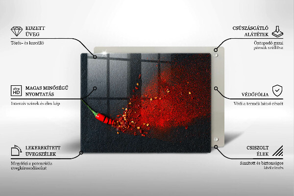 Herdabdeckplatte glas Chilischote