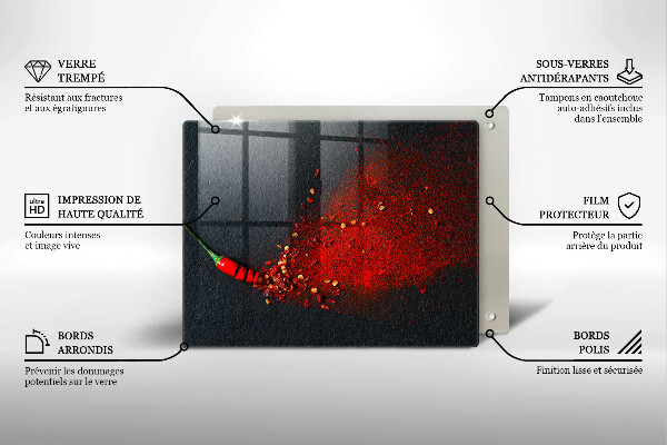 Herdabdeckplatte glas Chilischote
