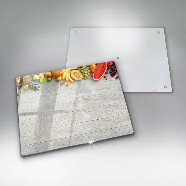 Herdabdeckplatte glas Früchte auf Brettern