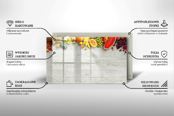 Herdabdeckplatte glas Früchte auf Brettern