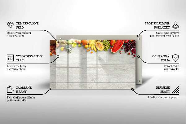 Herdabdeckplatte glas Früchte auf Brettern