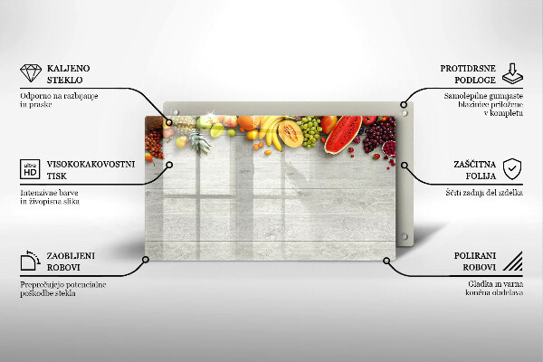 Herdabdeckplatte glas Früchte auf Brettern