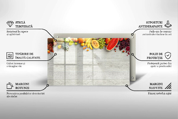 Herdabdeckplatte glas Früchte auf Brettern