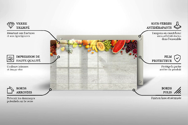 Herdabdeckplatte glas Früchte auf Brettern