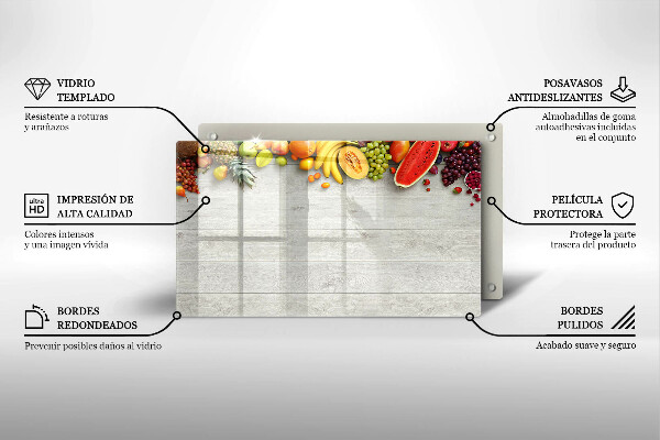 Herdabdeckplatte glas Früchte auf Brettern