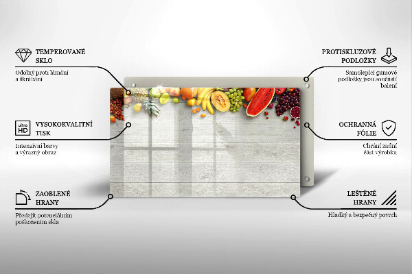 Herdabdeckplatte glas Früchte auf Brettern