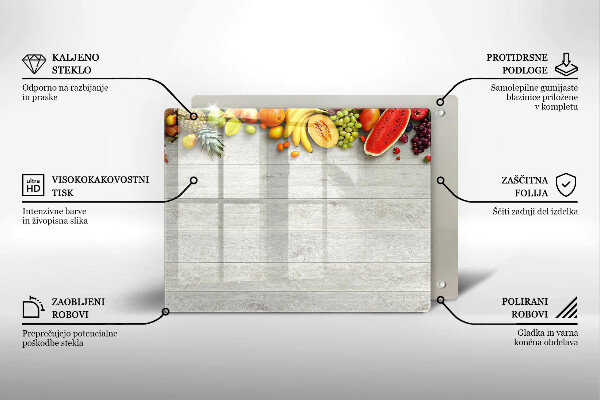 Herdabdeckplatte glas Früchte auf Brettern