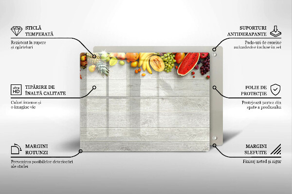 Herdabdeckplatte glas Früchte auf Brettern