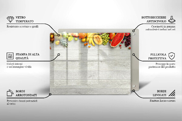 Herdabdeckplatte glas Früchte auf Brettern