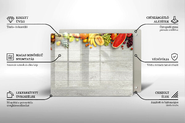 Herdabdeckplatte glas Früchte auf Brettern