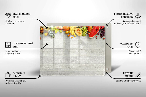 Herdabdeckplatte glas Früchte auf Brettern