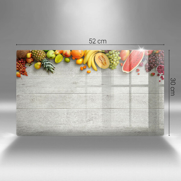 Herdabdeckplatte glas Früchte auf Brettern