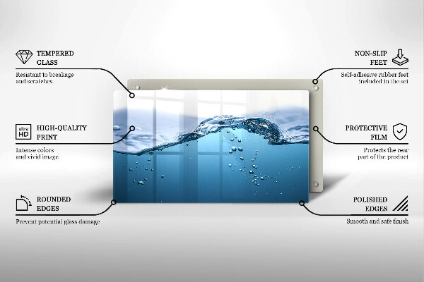 Herdabdeckplatte glas Blaues Wasser