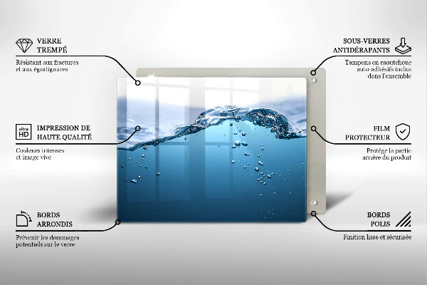 Herdabdeckplatte glas Blaues Wasser