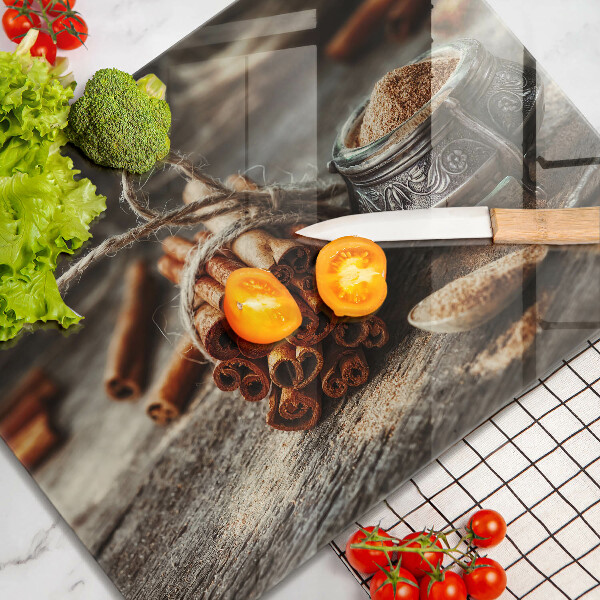 Herdabdeckplatte glas Vanilleschoten