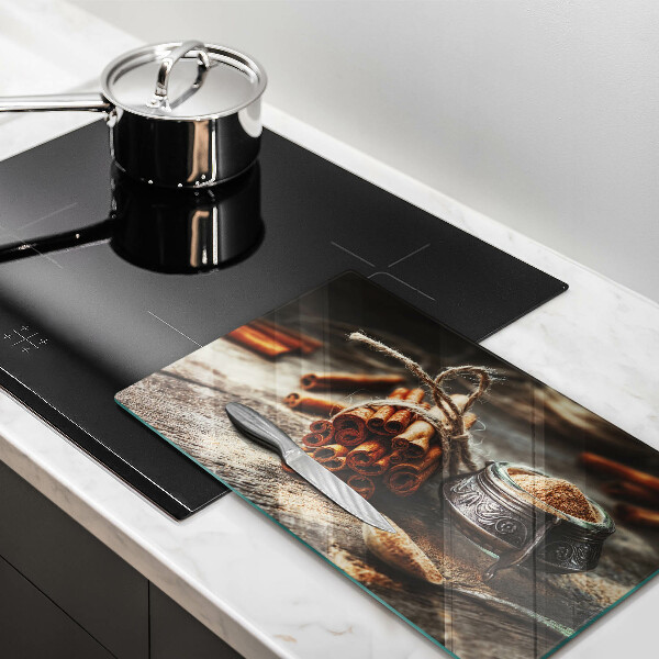 Herdabdeckplatte glas Vanilleschoten