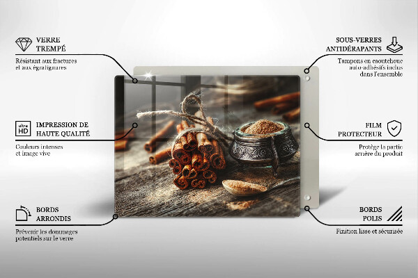 Herdabdeckplatte glas Vanilleschoten