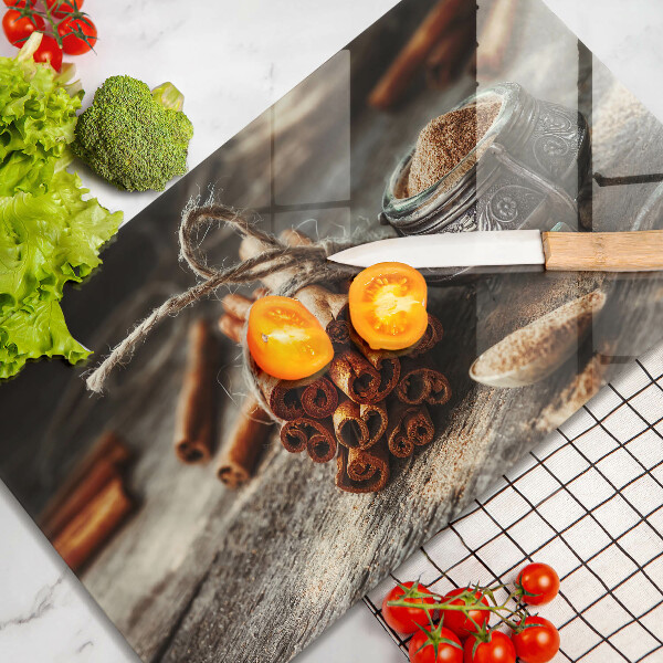 Herdabdeckplatte glas Vanilleschoten