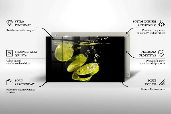 Herdabdeckplatte glas Limetten im Wasser