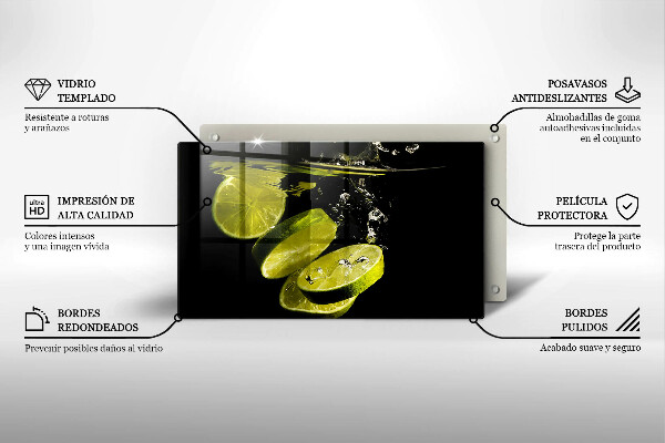 Herdabdeckplatte glas Limetten im Wasser