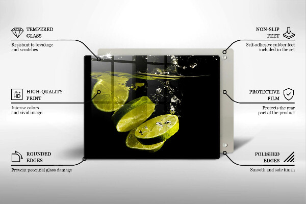 Herdabdeckplatte glas Limetten im Wasser