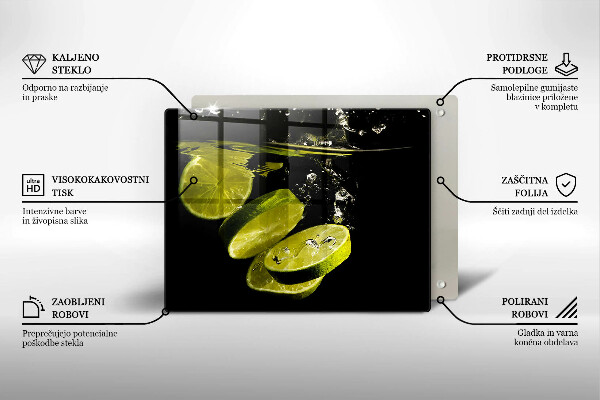 Herdabdeckplatte glas Limetten im Wasser