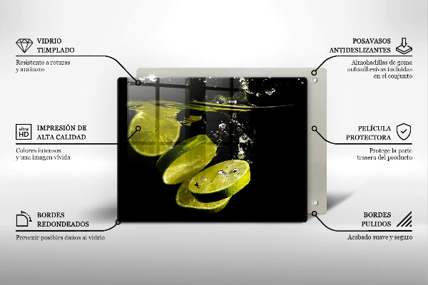 Herdabdeckplatte glas Limetten im Wasser