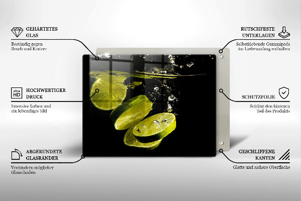 Herdabdeckplatte glas Limetten im Wasser