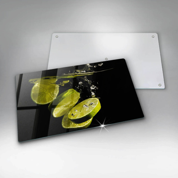 Herdabdeckplatte glas Limetten im Wasser