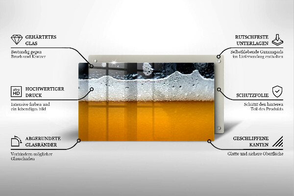 Herdabdeckplatte glas Bierschaum trinken
