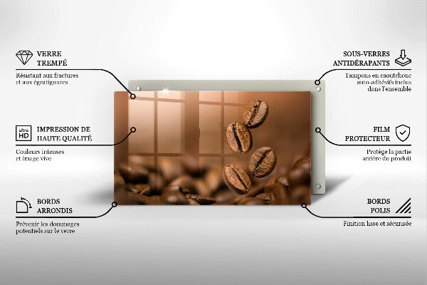 Herdabdeckplatte glas Kaffeebohnen