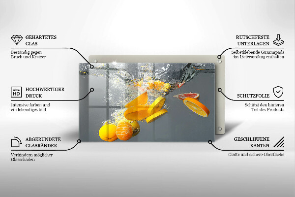 Herdabdeckplatte glas Zitronen im Wasser
