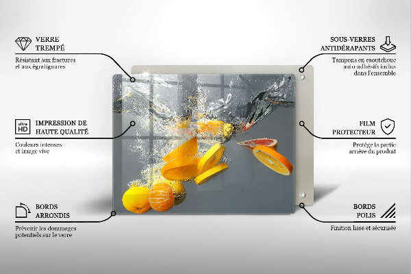 Herdabdeckplatte glas Zitronen im Wasser