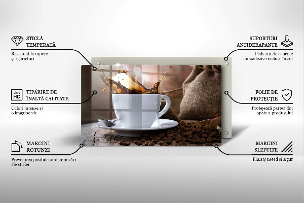 Herdabdeckplatte glas Tasse und Kaffeebohnen
