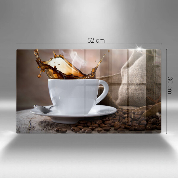 Herdabdeckplatte glas Tasse und Kaffeebohnen