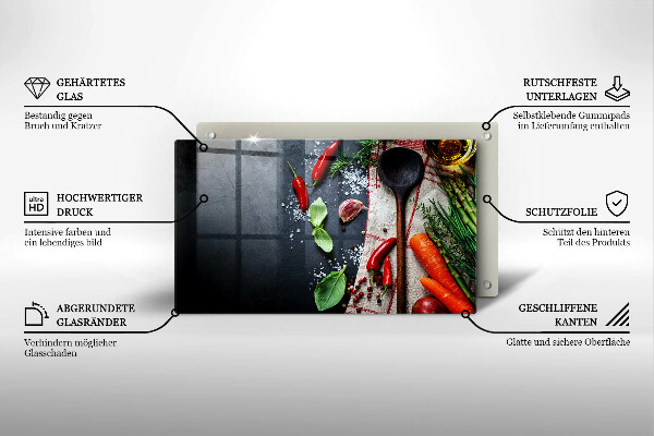 Herdabdeckplatte glas Küchenessen