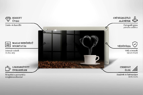Herdabdeckplatte glas Kaffeetasse-Herz