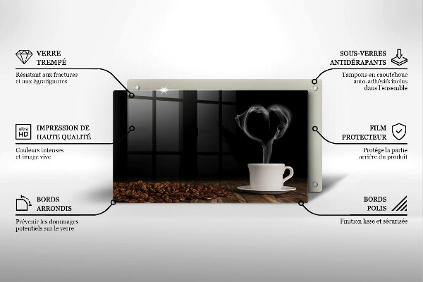 Herdabdeckplatte glas Kaffeetasse-Herz