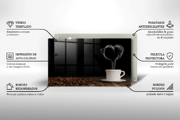 Herdabdeckplatte glas Kaffeetasse-Herz